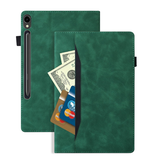 Etui do Samsung Galaxy Tab S10 FE+ Plus, Classic, z miejscem na rysik, zielone