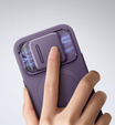 Etui SURITCH magnetyczne do iPhone 14 Pro Max – z osłoną aparatu i podstawką - fioletowe