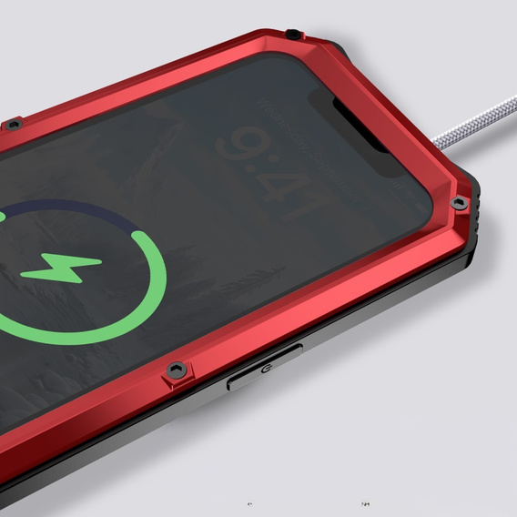 Etui pancerne do iPhone 16E, R-JUST, czerwone