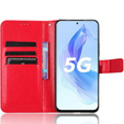 Etui z klapką do Honor 90 Lite 5G, Crazy Horse Wallet, czerwone