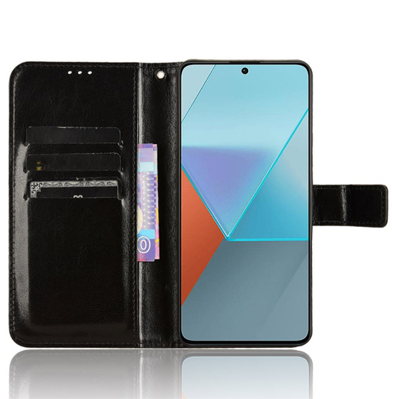 Etui z klapką do Xiaomi Redmi Note 13 Pro 5G, Crazy Horse Wallet, czarne