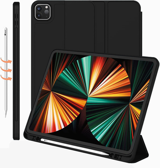 Etui do iPad Pro 12.9" 2022/2021/2020 (6/5/4 gen.), Smart Pencil, z miejscem na rysik, czarne