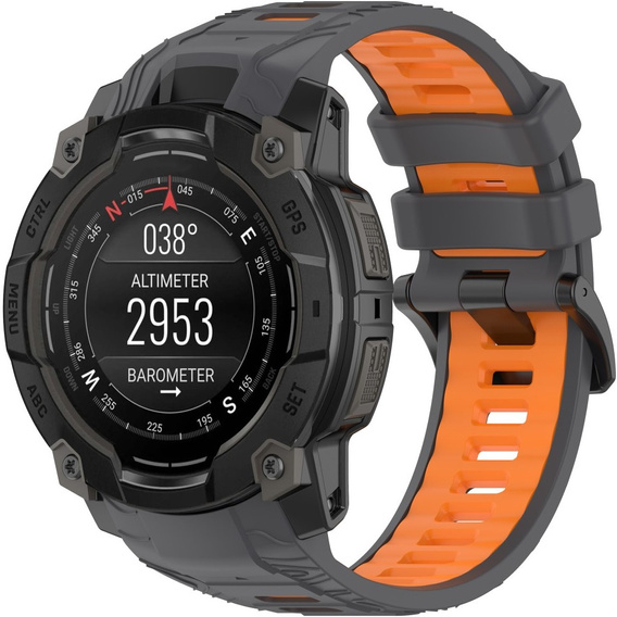 Pasek silikonowy do Garmin Instinct 3 Solar / Instinct 3 AMOLED 45mm – sportowy, szaro-pomarańczowy