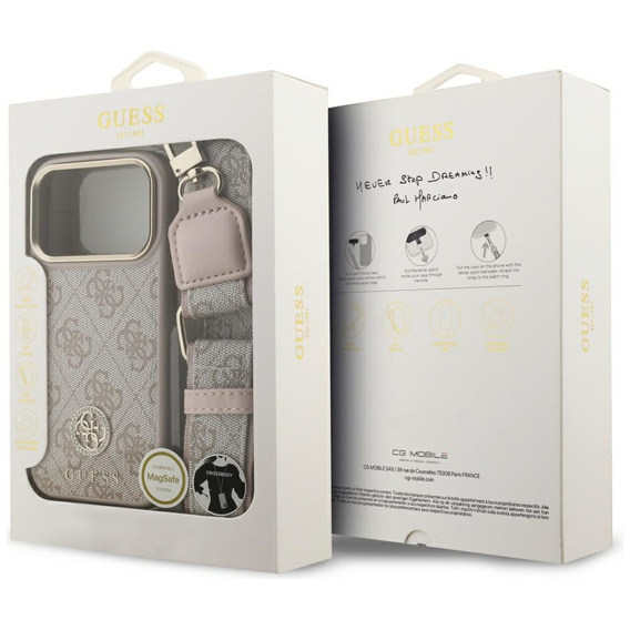 Etui GUESS 4G Strass Logo z paskiem, MagSafe do iPhone 17 Pro