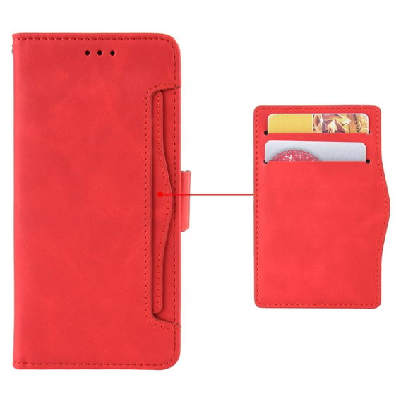 Etui z klapką do Honor 70 5G, Card Slot, czerwone