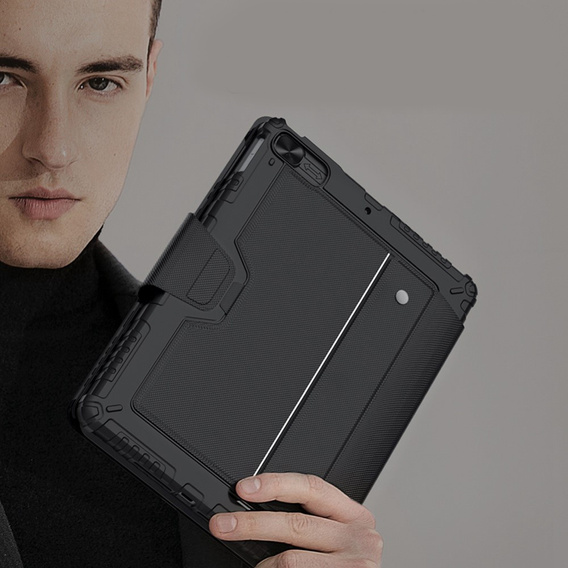 Etui z klawiaturą do iPad 10.2" 2021/2020/2019 (9/8/7 gen.), NILLKIN Bumper Pen Slot, czarne