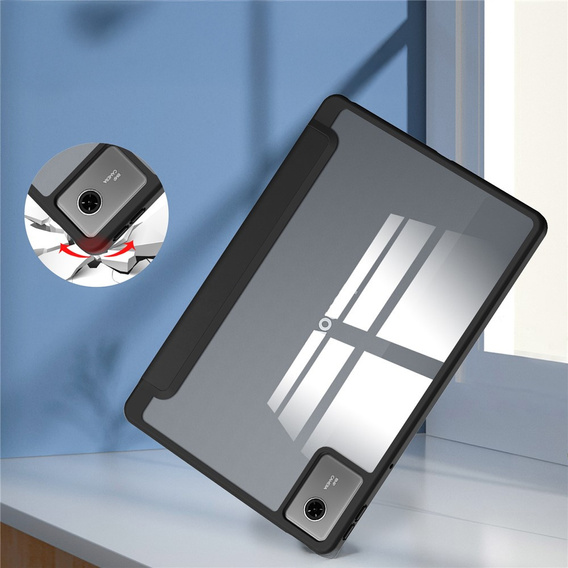 Etui do Lenovo Idea Tab 11" 2025 TB336FU TB336ZU, z przezroczystym tyłem i miejscem na rysik, czarne
