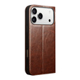 Etui ze skóry z klapką QIALINO Genuine Cow Leather do iPhone 17 Pro Max, brązowy
