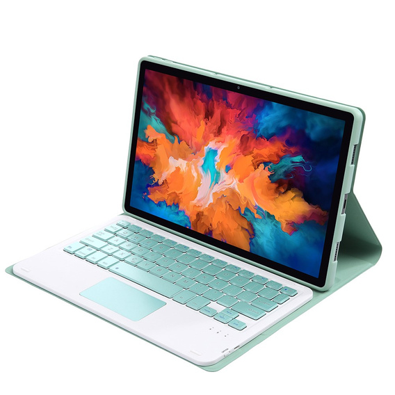 Etui z klawiaturą do Lenovo Tab P11 J606F / Tab P11 5G / P11 + Plus, TouchPad Keyboard, Jasnozielone