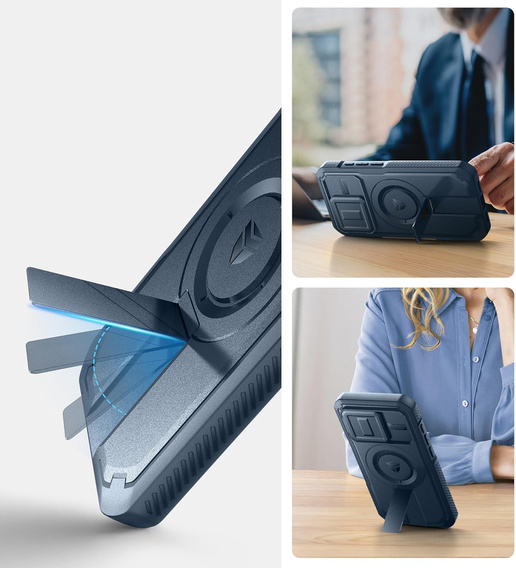 Dexnor – magnetyczne etui z osłoną aparatu do iPhone 15 Pro - niebieskie