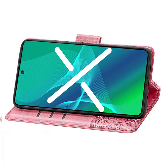 Etui z klapką do Motorola Edge 30, Butterfly, różowe