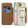 Etui z klapką do iPhone Air, RFID Wallet MagSafe z ochroną aparatu, brązowe