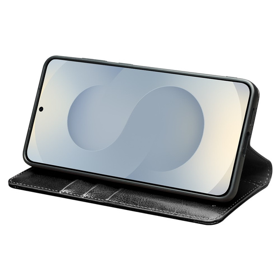 Etui z klapką ze skóry naturalnej do Samsung Galaxy S25 Edge – elegancka ochrona i funkcjonalność - czarne