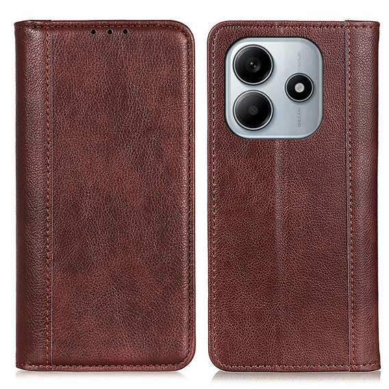 Etui z klapką do Xiaomi Redmi Note 14 4G – funkcjonalność w eleganckim wydaniu - brązowe