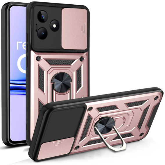 Etui pancerne do Realme C53 4G, CamShield Slide, różowe rose gold