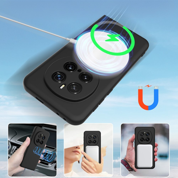 Etui silikonowe do Honor Magic7 Pro 5G – czarne, kompatybilne z MagSafe, antywstrząsowe