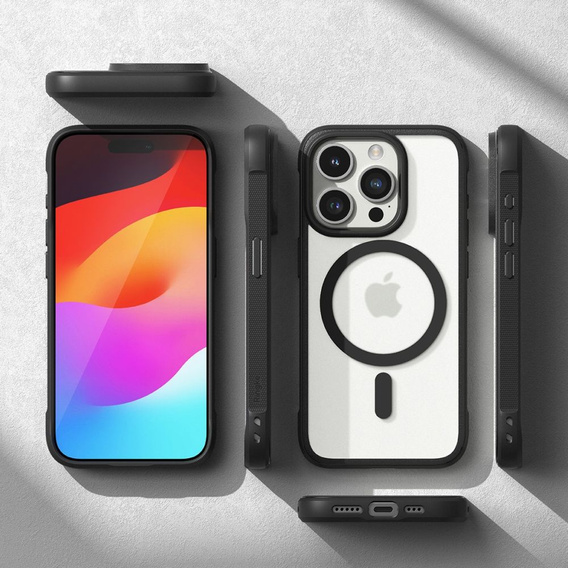 Etui Ringke do iPhone 15 Pro, Fusion Bold MagSafe, matowe przezroczyste / czarne