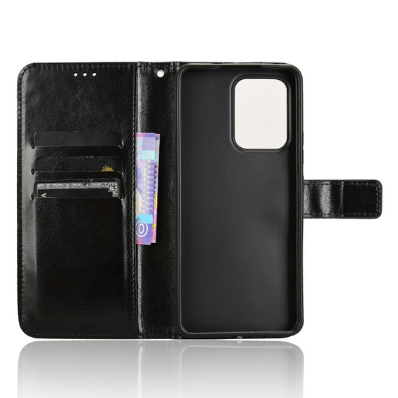 Etui z klapką do Oppo Reno 13F / Oppo Reno 13FS, Crazy Horse Wallet, czarne