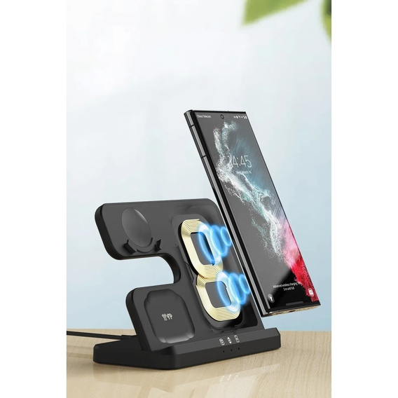 Ładowarka Indukcyjna ERBORD Samsung Trio 3w1 do Smartfona, Galaxy Watch i Galaxy Buds, czarna