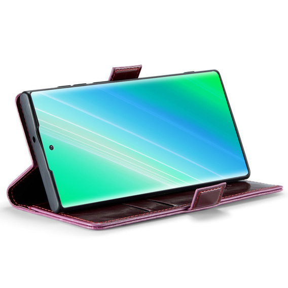 Etui z klapką do Samsung Galaxy S23 Ultra, ERBORD Waxy Wallet, czerwone