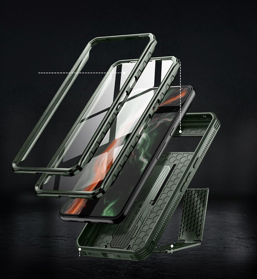 Etui pancerne do Google Pixel 8 Pro, Dexnor Full Body (Two Frames), zielone
