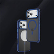 Etui Matt Case do iPhone 17 Pro, pancerne, do MagSafe, przydymione z niebieską bokami
