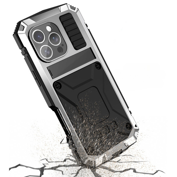 Etui pancerne do iPhone 16 Pro, R-JUST, srebrne