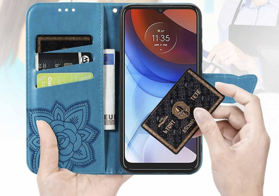 Etui z klapką do Motorola Edge 50 Fusion 5G, Butterfly, niebieskie