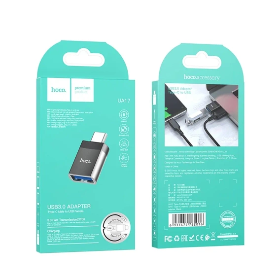 Adapter HOCO UA17 OTG USB-C do USB-A – czarny
