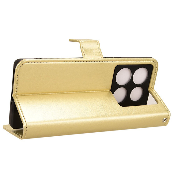 Etui z klapką do Infinix Note 40 Pro, Crazy Horse Wallet, złote