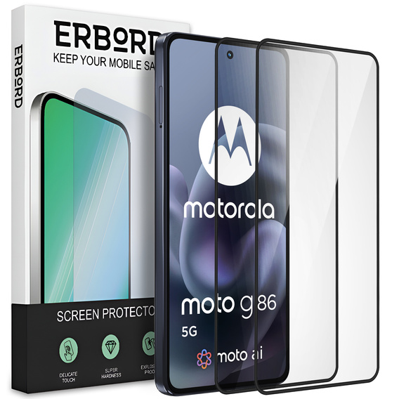 2x Szkło Hartowane ERBORD 9H Hard Glass do Motorola Moto G86 Power 5G – codzienna ochrona w eleganckim wydaniu