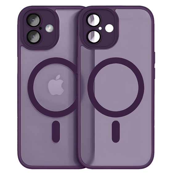 Etui do iPhone 16 Plus, do MagSafe, ERBORD Matt Case, ciemnofioletowe + Szkło na ekran
