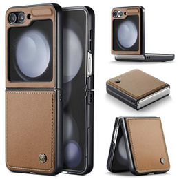 Etui do Samsung Galaxy Z Flip6 5G, CASEME Litchi Leather, brązowe