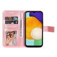 Zestaw Etui z klapką do Samsung Galaxy A13 4G, Mandala i kwiaty, Różowe rose gold + szkło