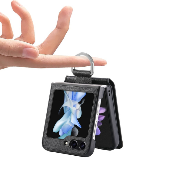 Etui do Samsung Galaxy Z Flip7 FE / Z Flip6, Card Slot Ring Case, czarne