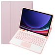 Etui z klawiaturą do Samsung Galaxy Tab S9, Leather Pen Slot TouchPad, różowe rose gold