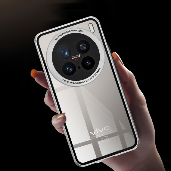 Etui do Vivo X200 Pro 5G, Magnetic Dual Glass, srebrne