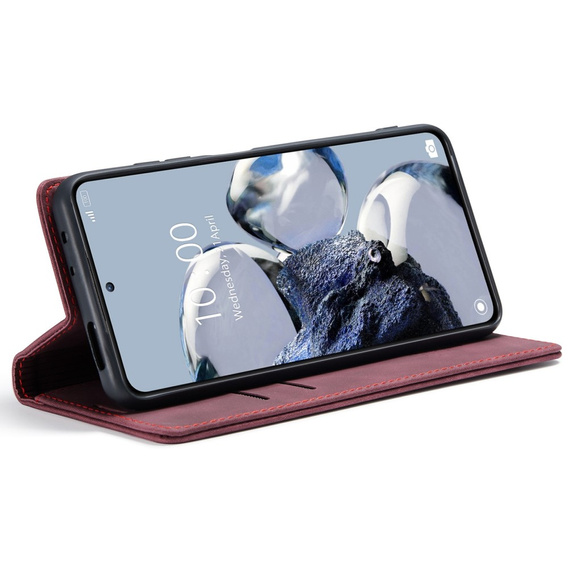 Etui CASEME do Xiaomi 12T / 12T Pro, Leather Wallet Case, czerwone