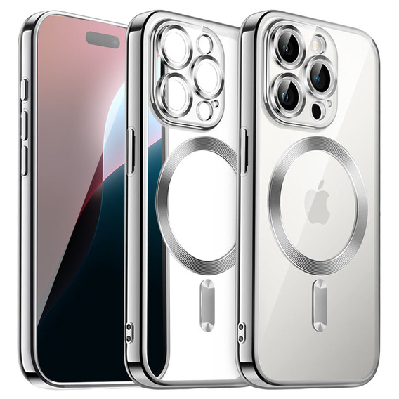 Etui do iPhone 16 Pro, Electro MagSafe, srebrne + Szkło na ekran
