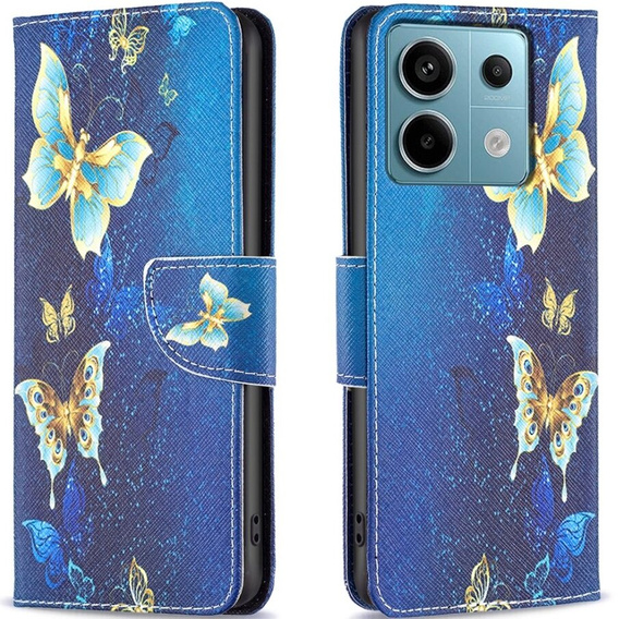 Etui z klapką do Xiaomi Redmi Note 13 Pro 5G, Wallet, Butterflies niebieskie
