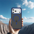 Etui Matt Case do iPhone 17 Pro, pancerne, do MagSafe, przydymione z niebieską bokami