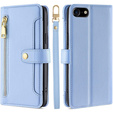 Etui z klapką do iPhone 16E, Wallet Zipper Pocket, niebieskie