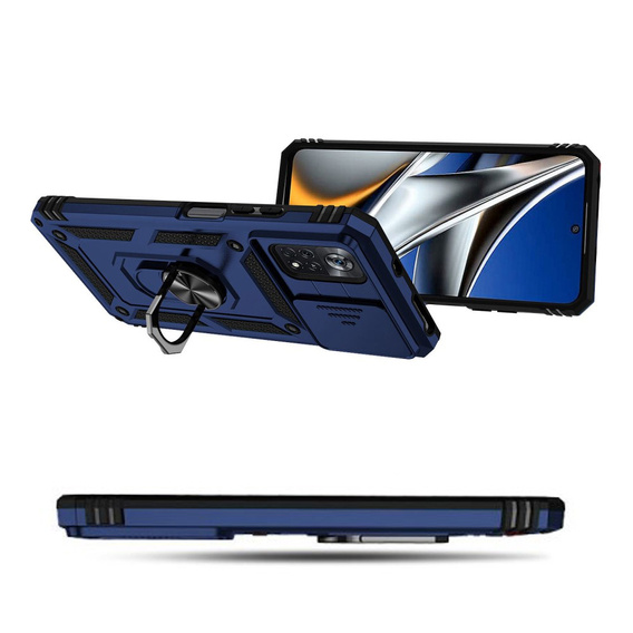 Etui pancerne do Xiaomi Poco X4 Pro 5G, CamShield Slide, niebieskie