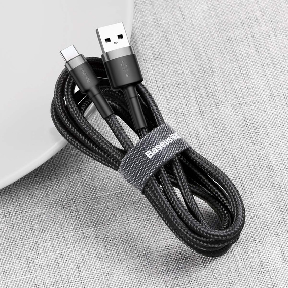 Baseus Cafule 1 m – wytrzymały kabel USB-A do USB-C 3A, szaro-czarny