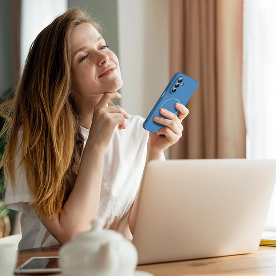 Etui silikonowe do Samsung Galaxy A17 5G, do MagSafe, niebieskie