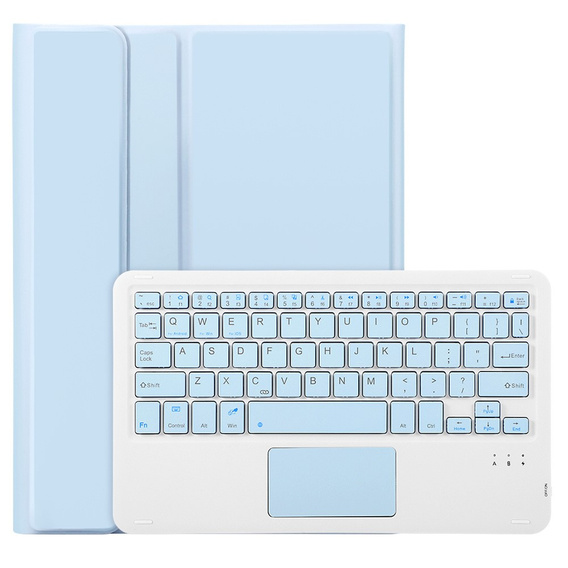 Etui z klawiaturą do Samsung Galaxy Tab S9, Leather Pen Slot TouchPad, jasnoniebieskie