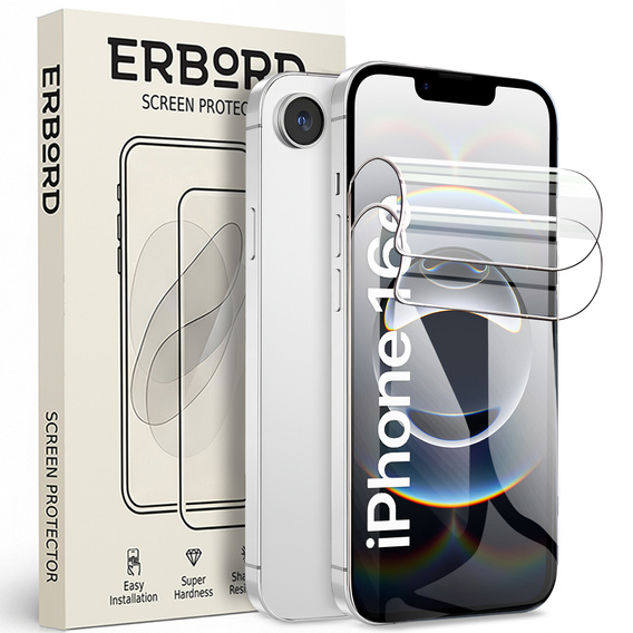 2x Folia Hydrożelowa ERBORD do iPhone 13 / 13 Pro / 14 / 16e – lekka ochrona ekranu bez komplikacji