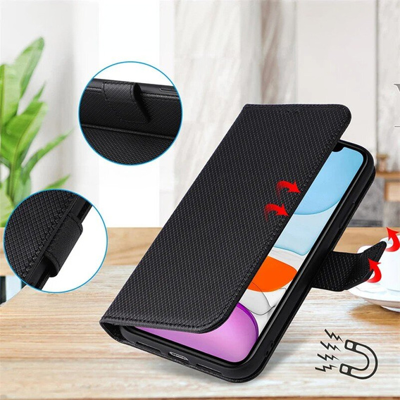 Etui z klapką do Samsung Galaxy M55 5G, Wallet Smart Magnet, czarne