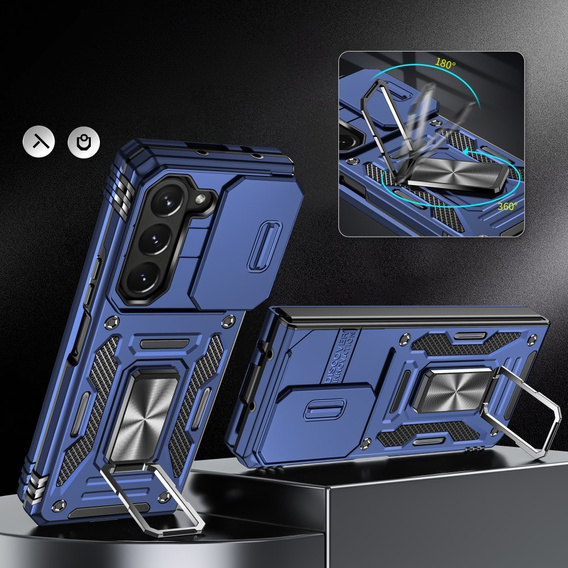 Etui pancerne do Samsung Galaxy Z Fold6 5G, CamShield Slide, niebieskie