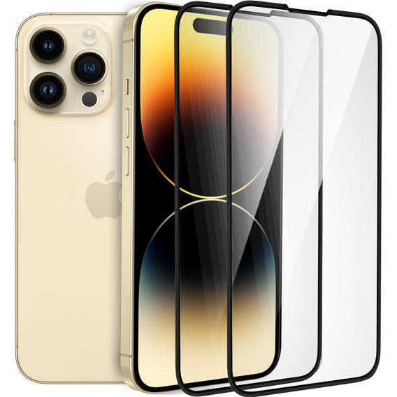 2x Szkło Hartowane do iPhone 14 Pro Max, ERBORD 3D pełne, szybka na cały ekran